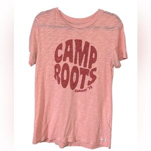 Roots Camp Roots Summer ’73 Slub T-Shirt Coral Peach Graphic Medium in Pink Salt